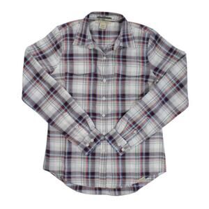 ExOfficio Madison Midweight Flannel LS Shirt Women Small White Plaid  $85 MSRP
